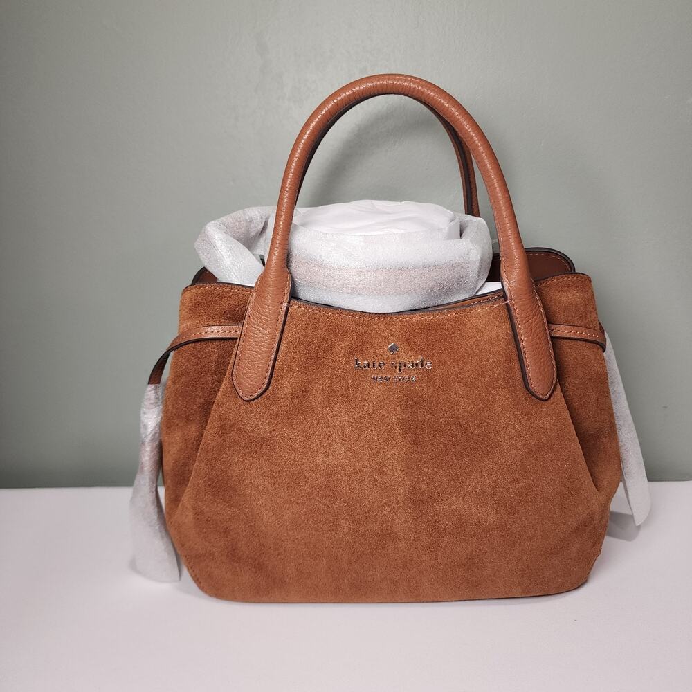 KATE SPADE KM141 SUEDE DUMPLING SMALL SATCHEL CROSSBODY Warm Gingerbread